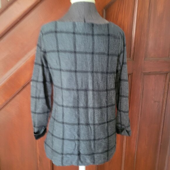 Tahari Womens Gray Plaid Merino Wool Sweater M - Picture 2 of 5
